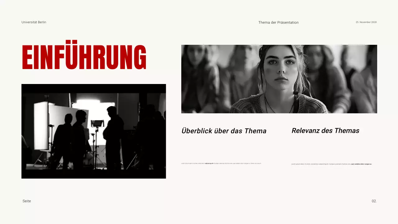 Kühnes, dunkles und kontrastreiches Material für den Filmunterricht