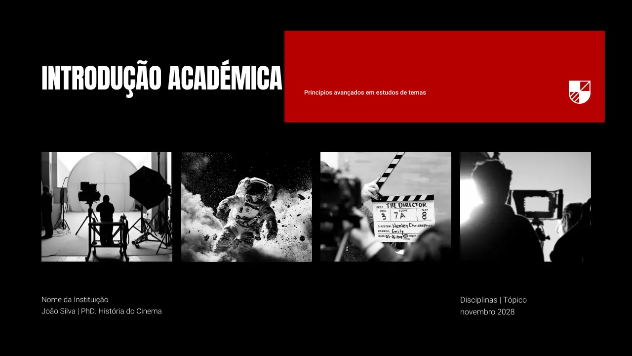 Materiais didácticos de cinema em negrito, escuro e contrastante