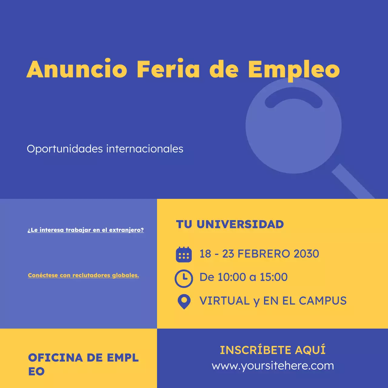Anuncio de la Feria de Empleo Blue Modern