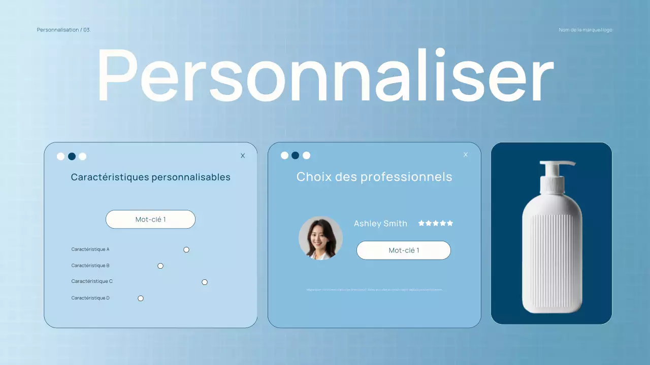 Catalogue de produits de beauté tendance bleu clair