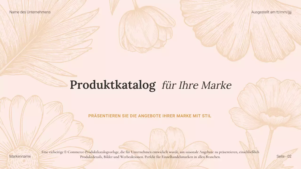 Beige Floral Beauty Produktkatalog