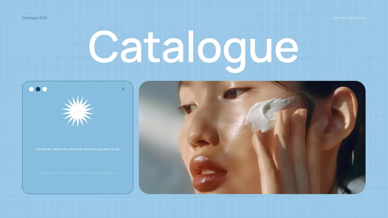 Catalogue de produits de beauté tendance bleu clair