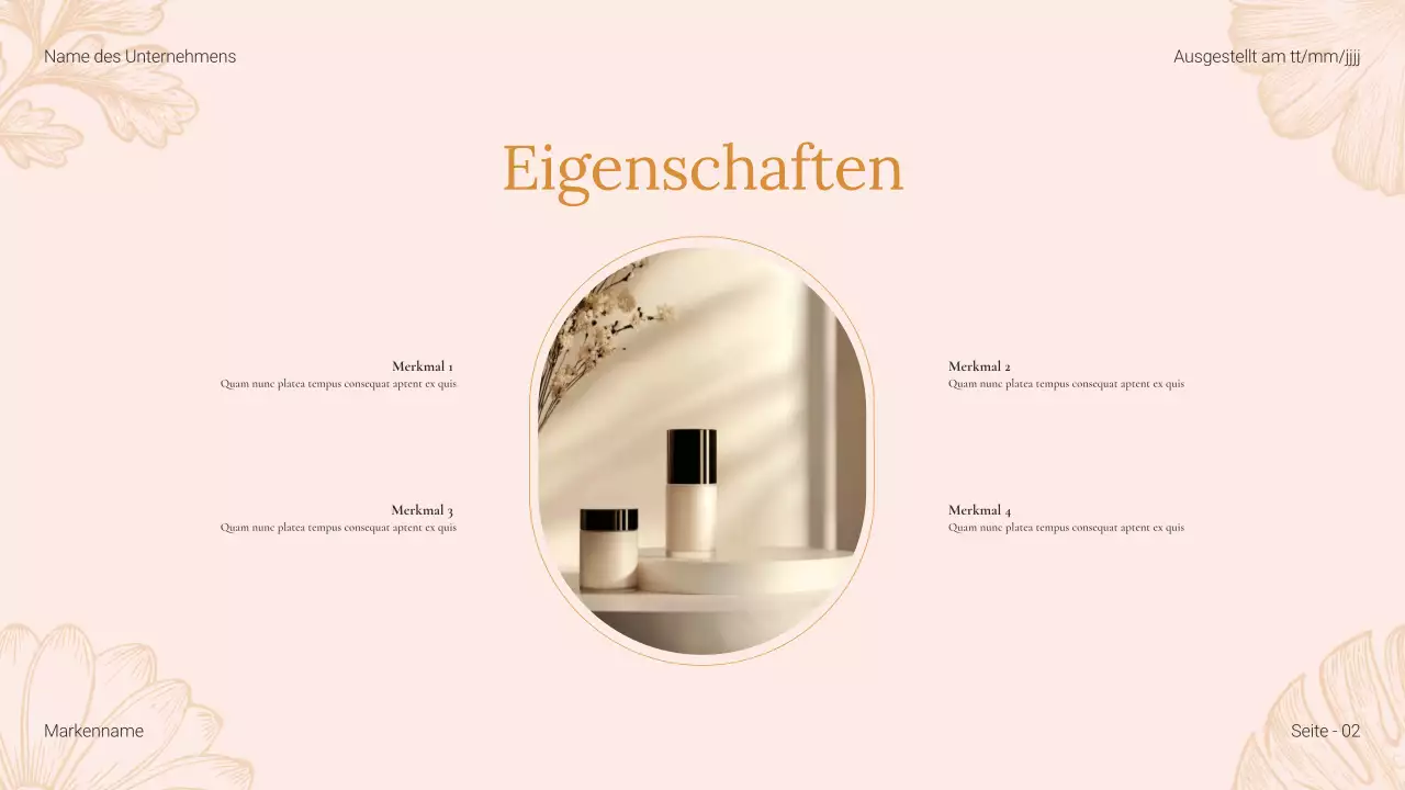 Beige Floral Beauty Produktkatalog