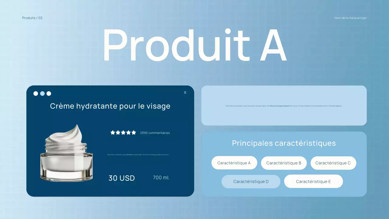 Catalogue de produits de beauté tendance bleu clair