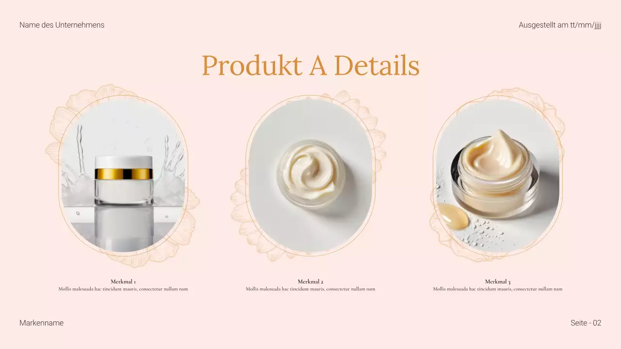 Beige Floral Beauty Produktkatalog