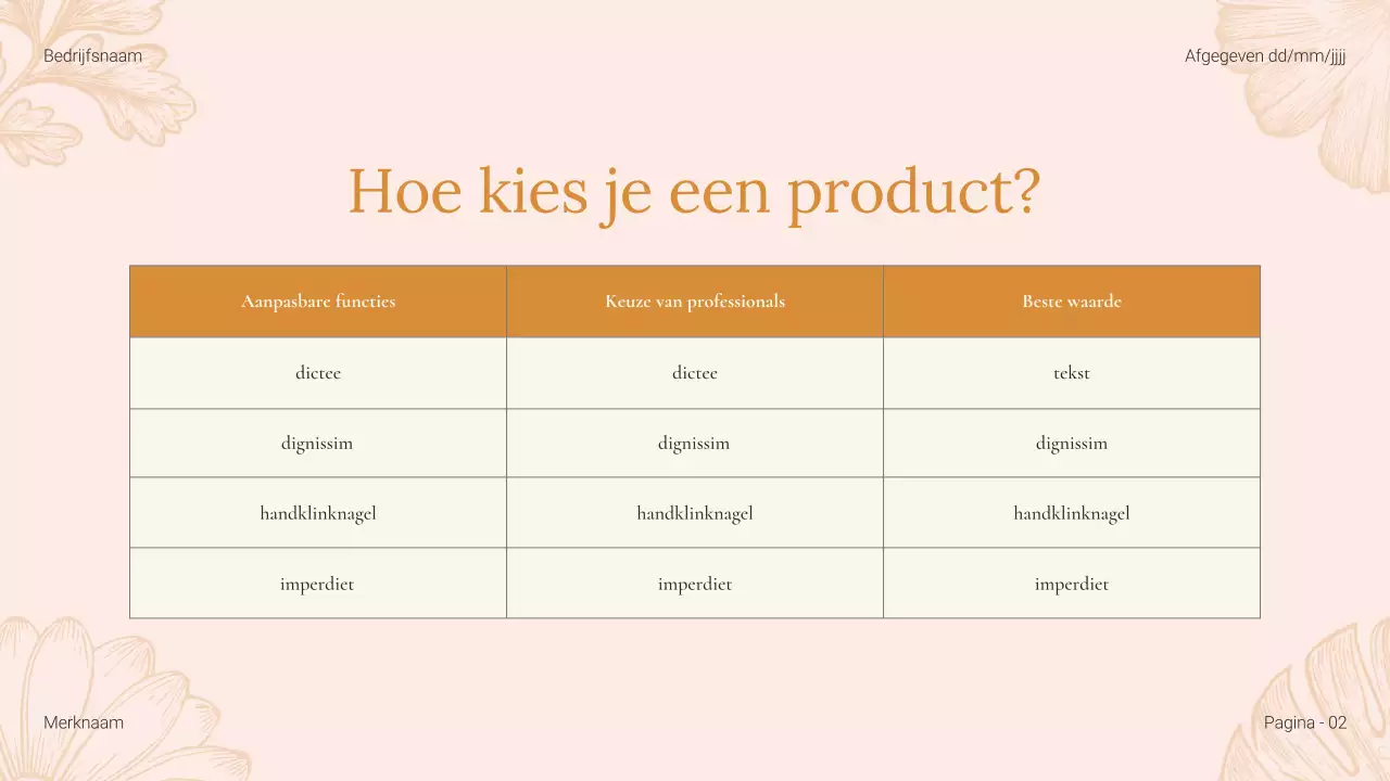 Beige Bloemen Catalogus Schoonheidsproducten