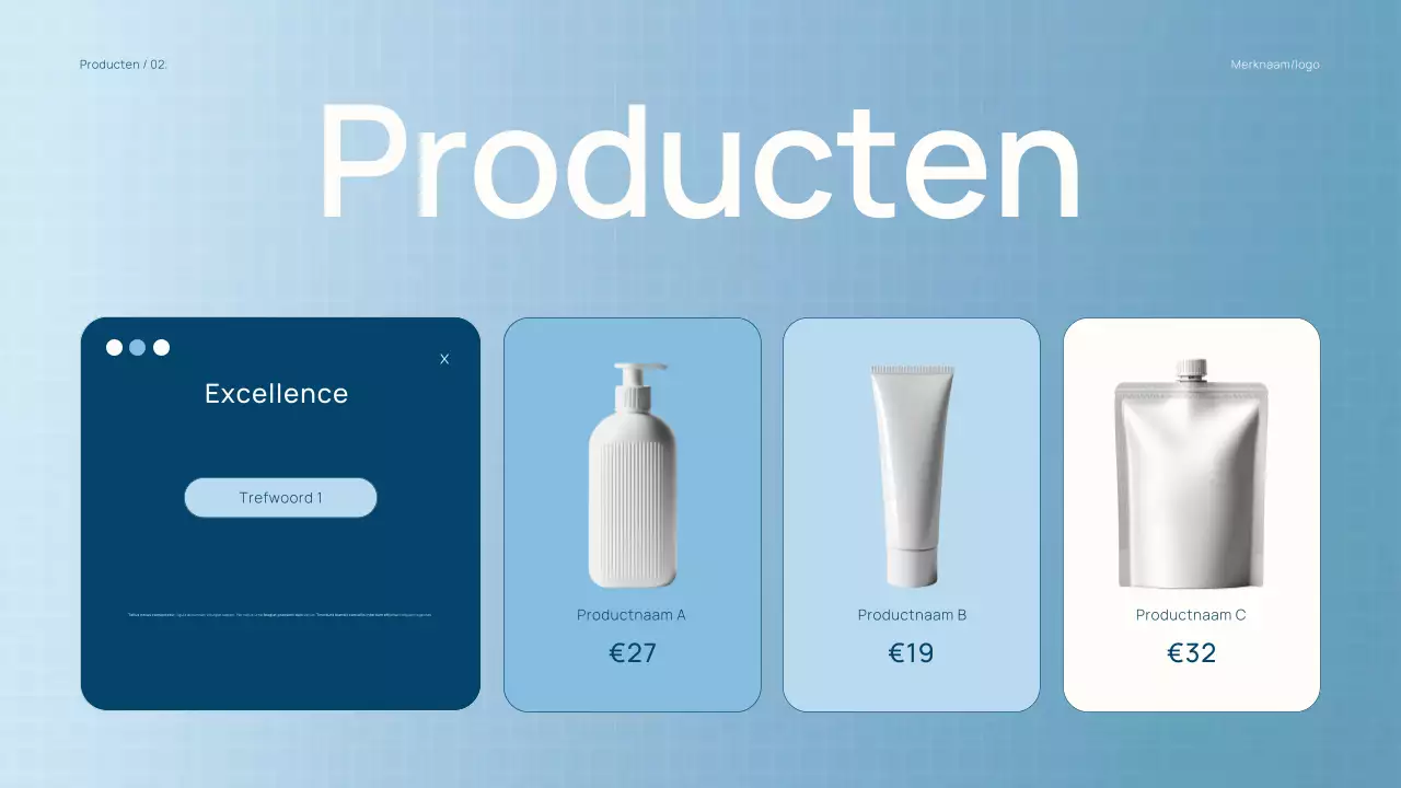 Trendy lichtblauwe catalogus schoonheidsproducten