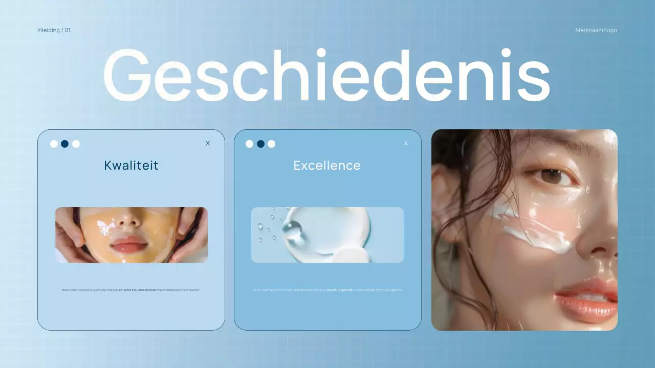 Trendy lichtblauwe catalogus schoonheidsproducten