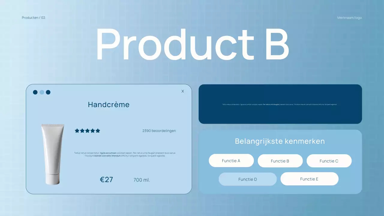 Trendy lichtblauwe catalogus schoonheidsproducten