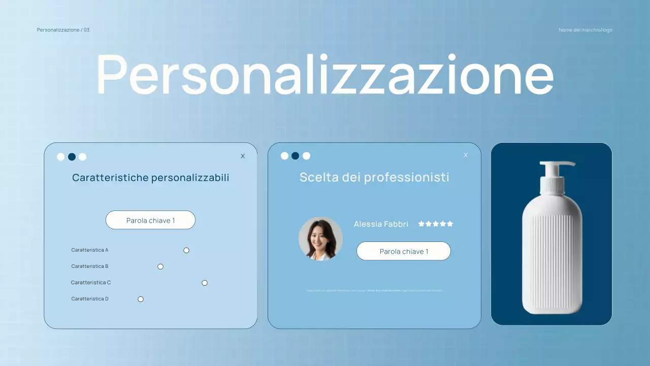 Catalogo di prodotti di bellezza blu chiaro di tendenza