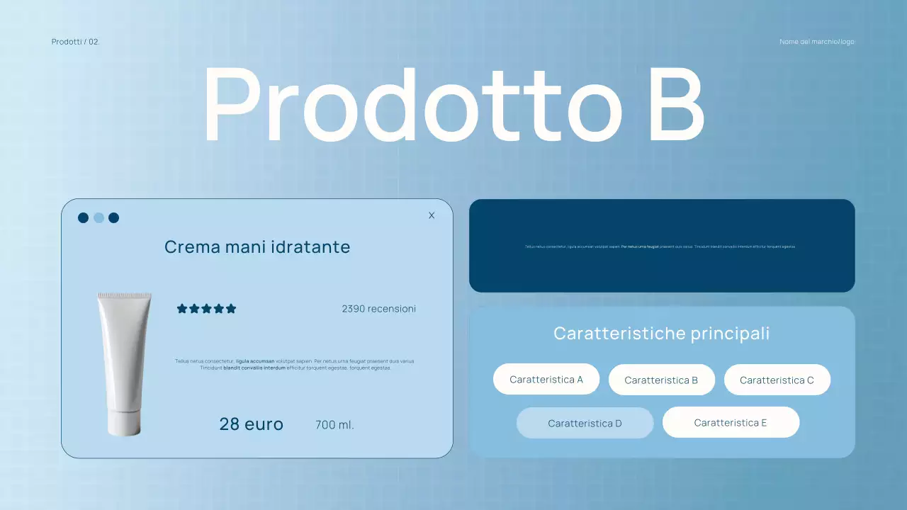 Catalogo di prodotti di bellezza blu chiaro di tendenza