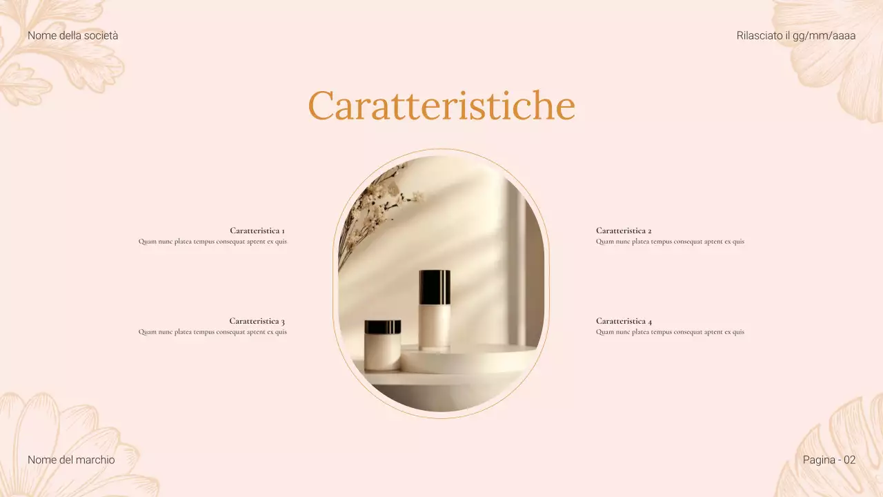 Catalogo dei prodotti di bellezza floreali beige