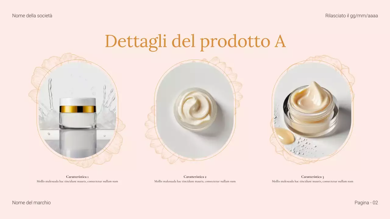Catalogo dei prodotti di bellezza floreali beige