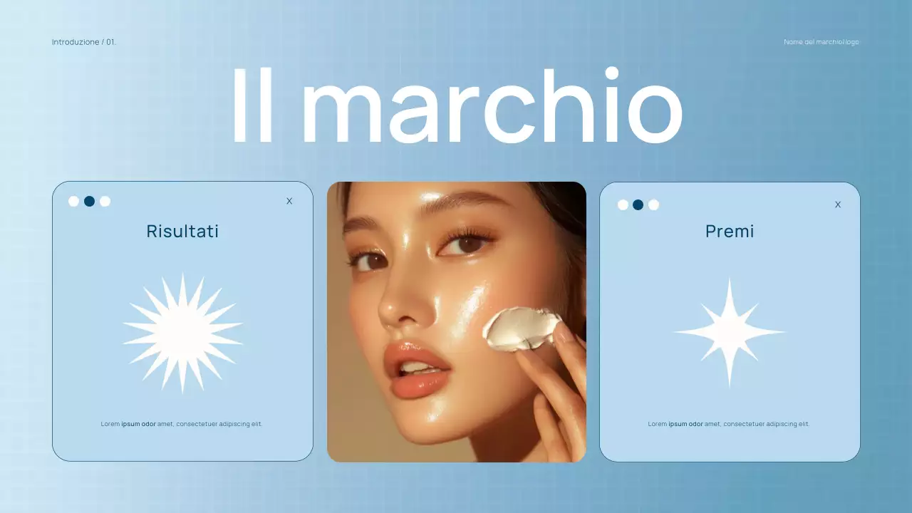 Catalogo di prodotti di bellezza blu chiaro di tendenza