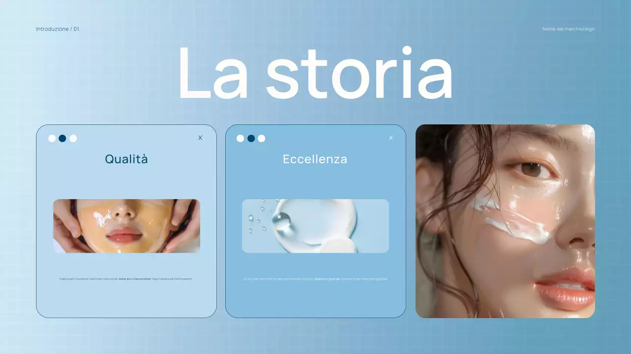 Catalogo di prodotti di bellezza blu chiaro di tendenza