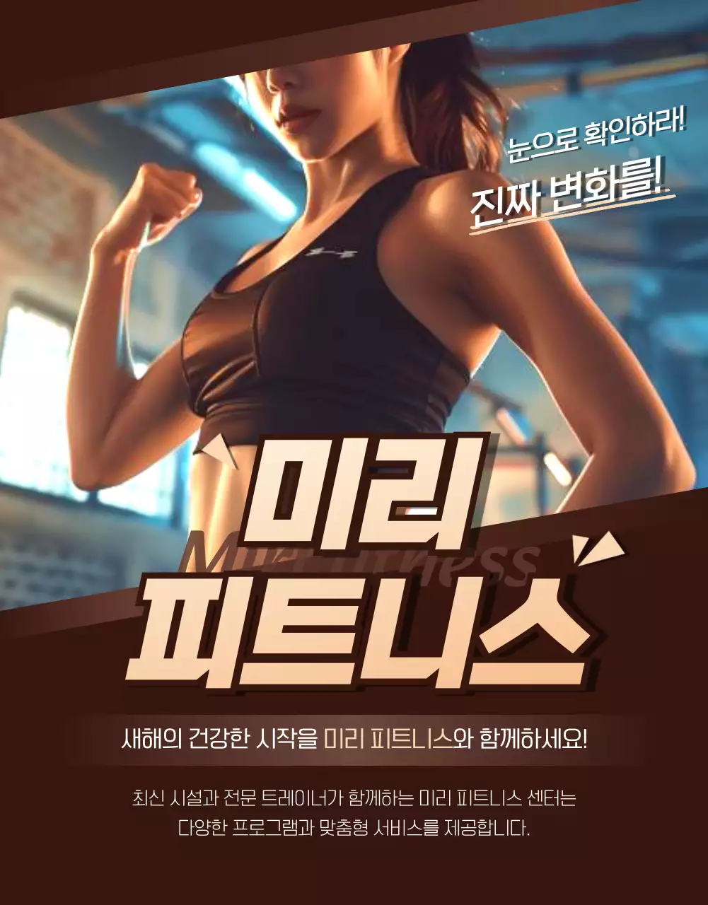 갈색 모던 피트니스 광고