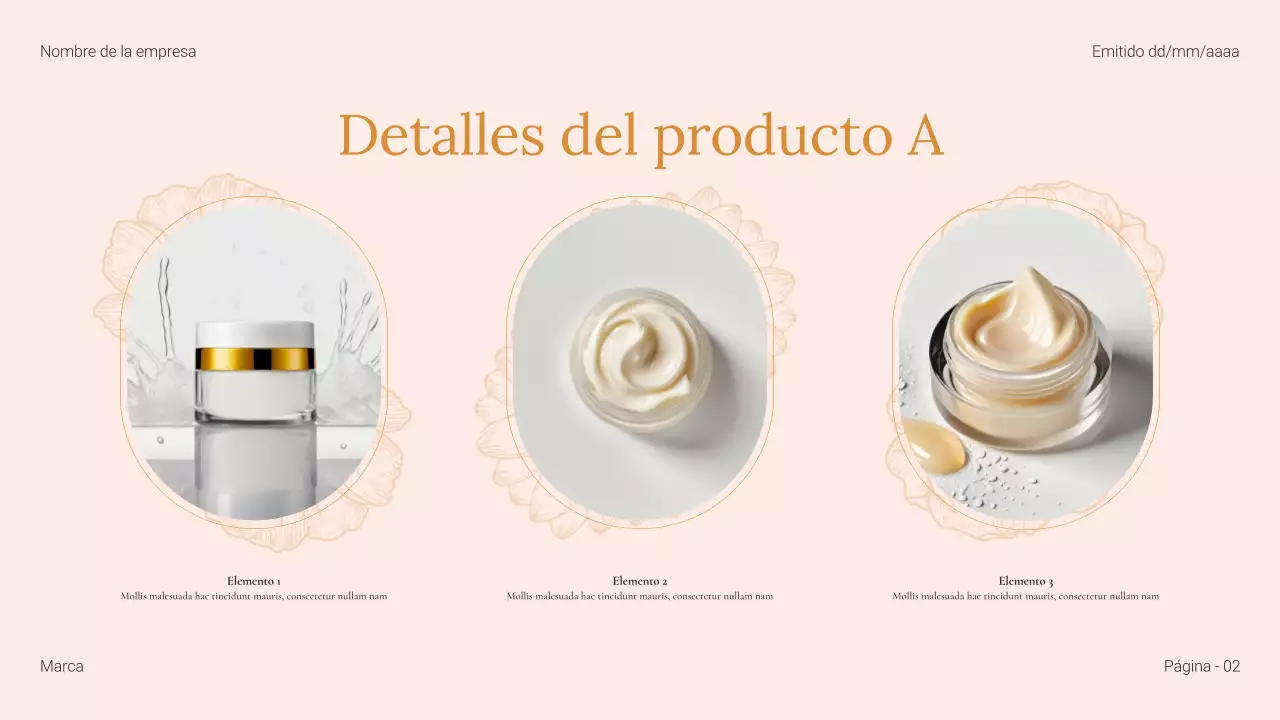 Catálogo de productos de belleza Floral Beige