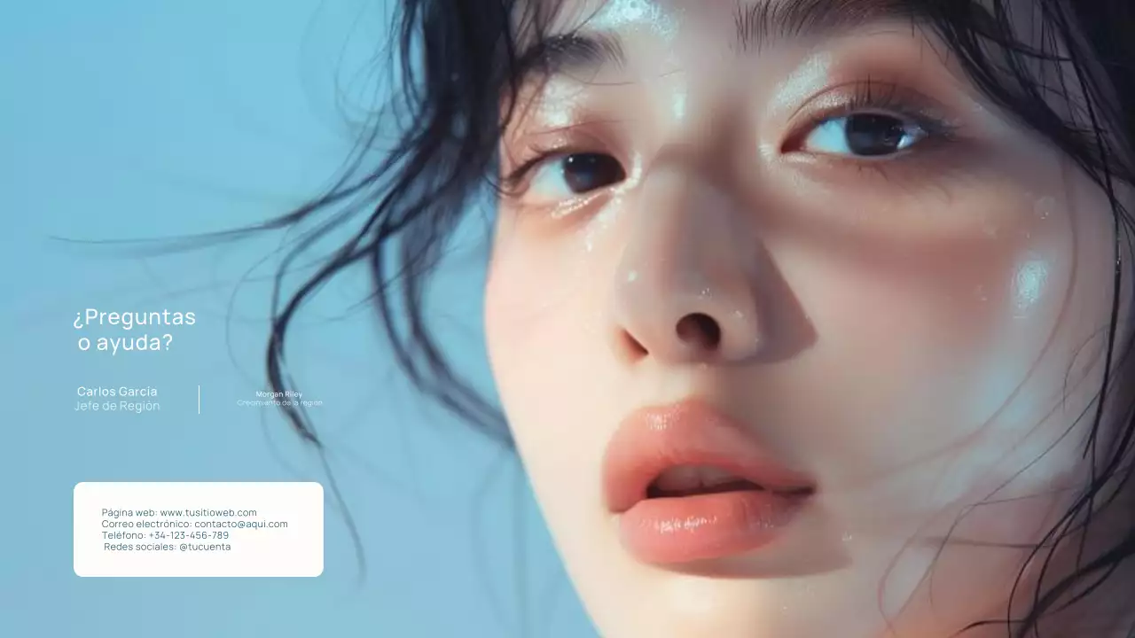 Catálogo de productos de belleza de moda en azul claro