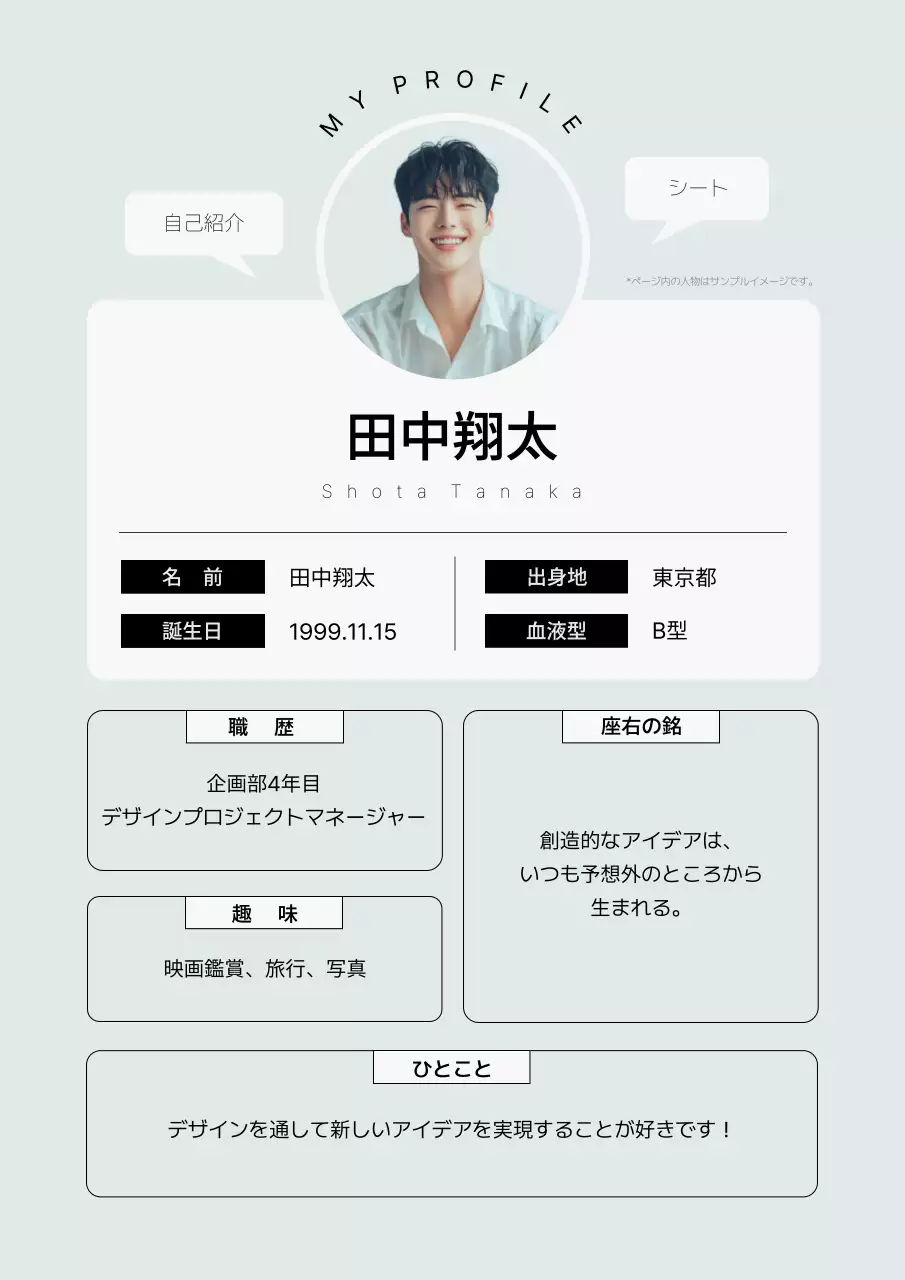 ミント シンプル プロフィール 自己紹介 ポスター