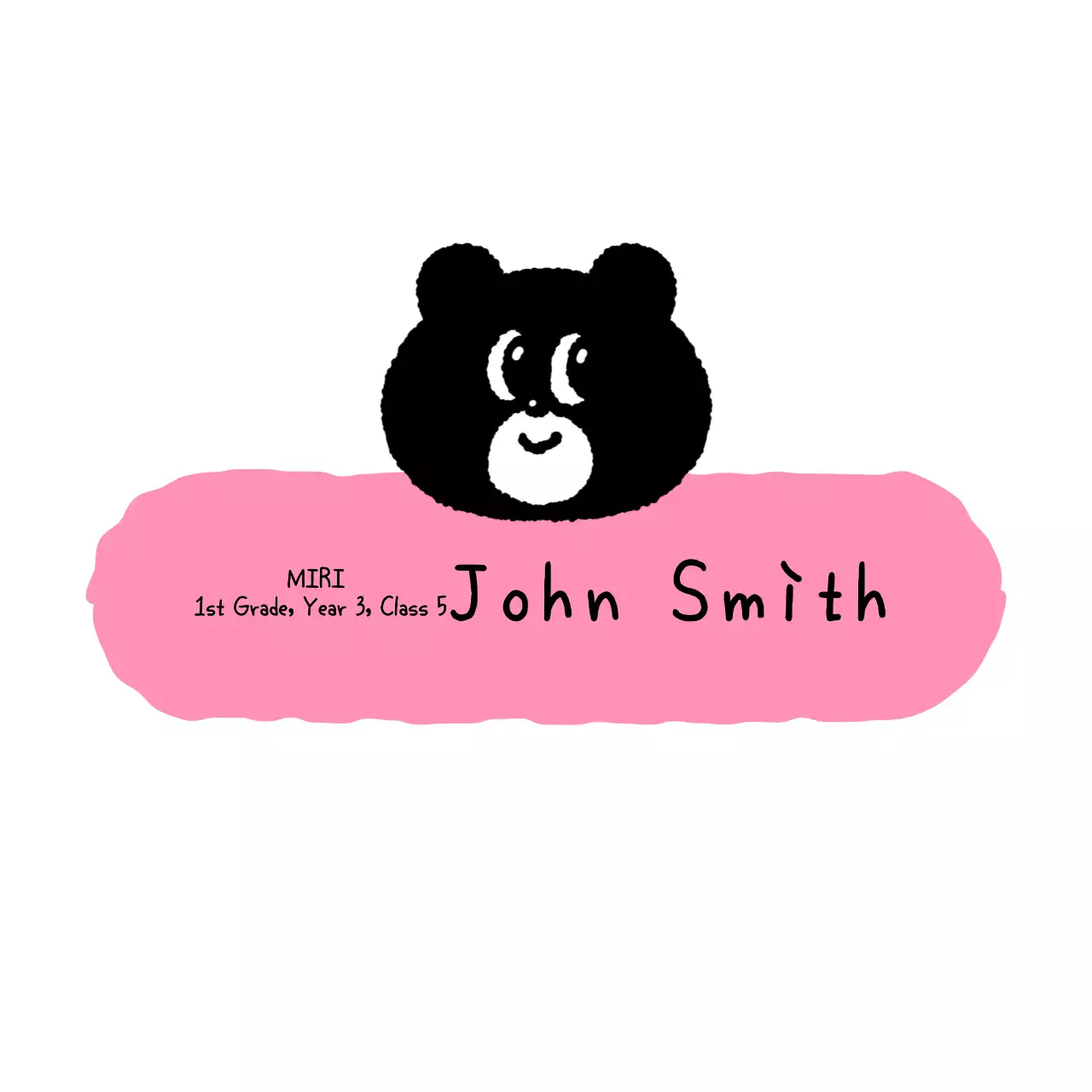 Lencana nama sekolah lucu berwarna merah muda