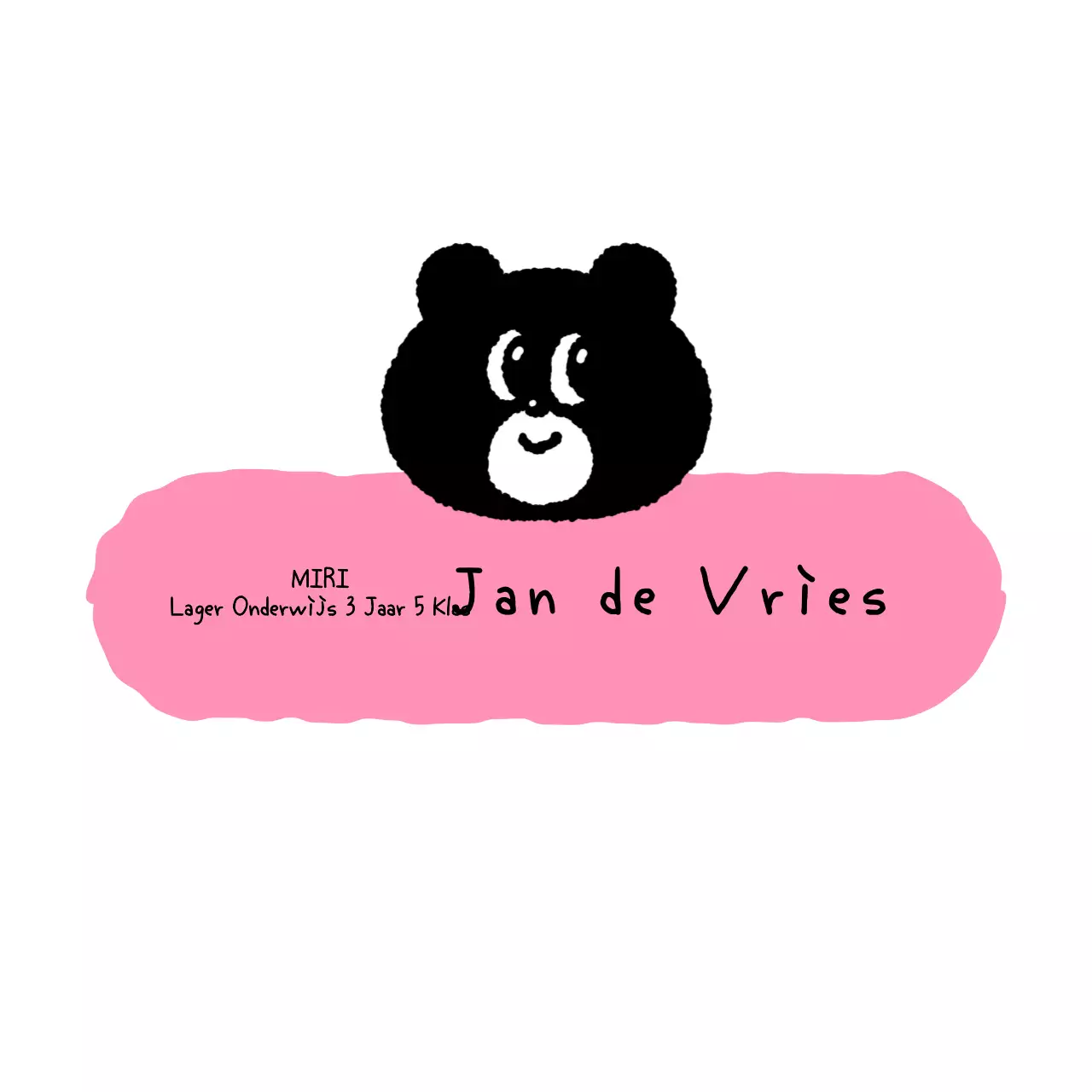 Roze schattige naambadge voor school