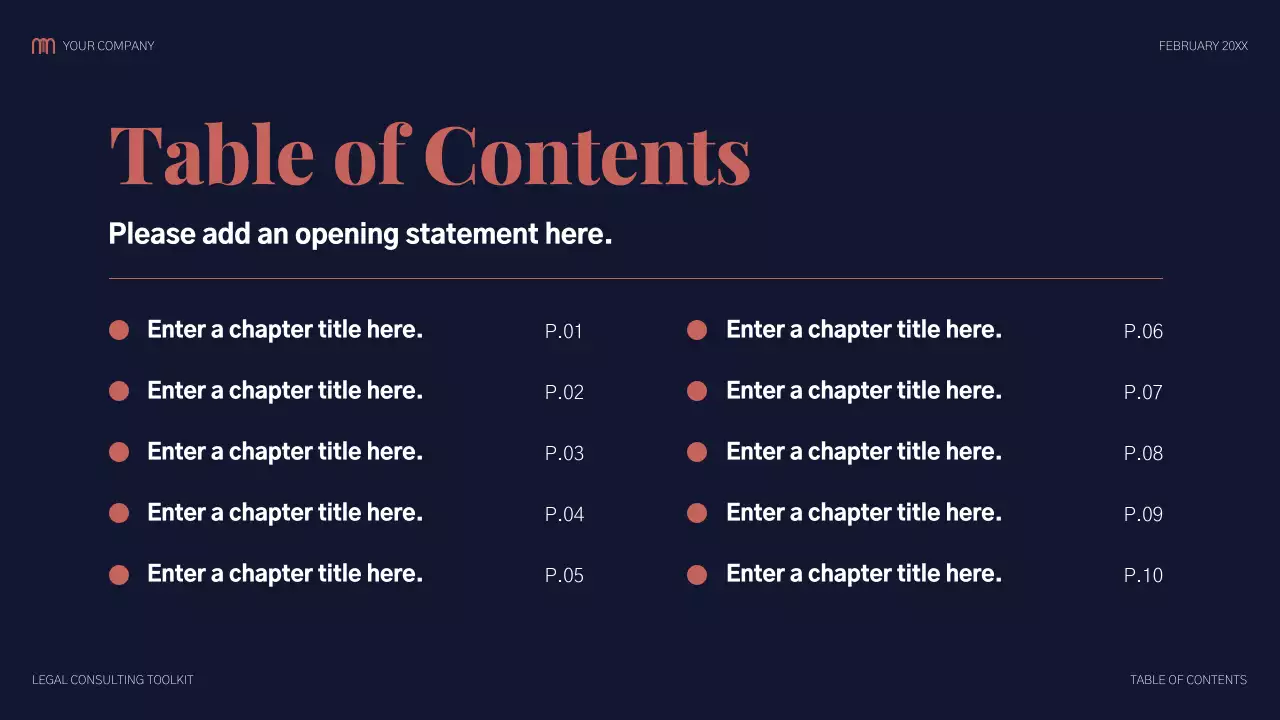 Navy and Salmon Modern Legal Consulting Presentation