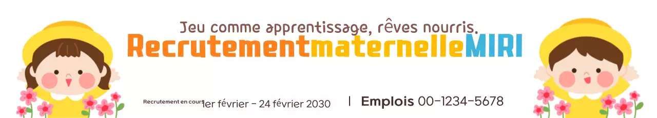 Promouvoir le recrutement d'un jardin d'enfants jaune et rose