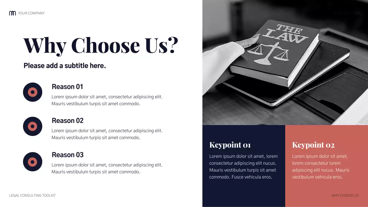 Navy and Salmon Modern Legal Consulting Presentation