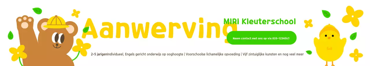 Bevorder werving op deze schattige gele en chartreuse kleuterschool