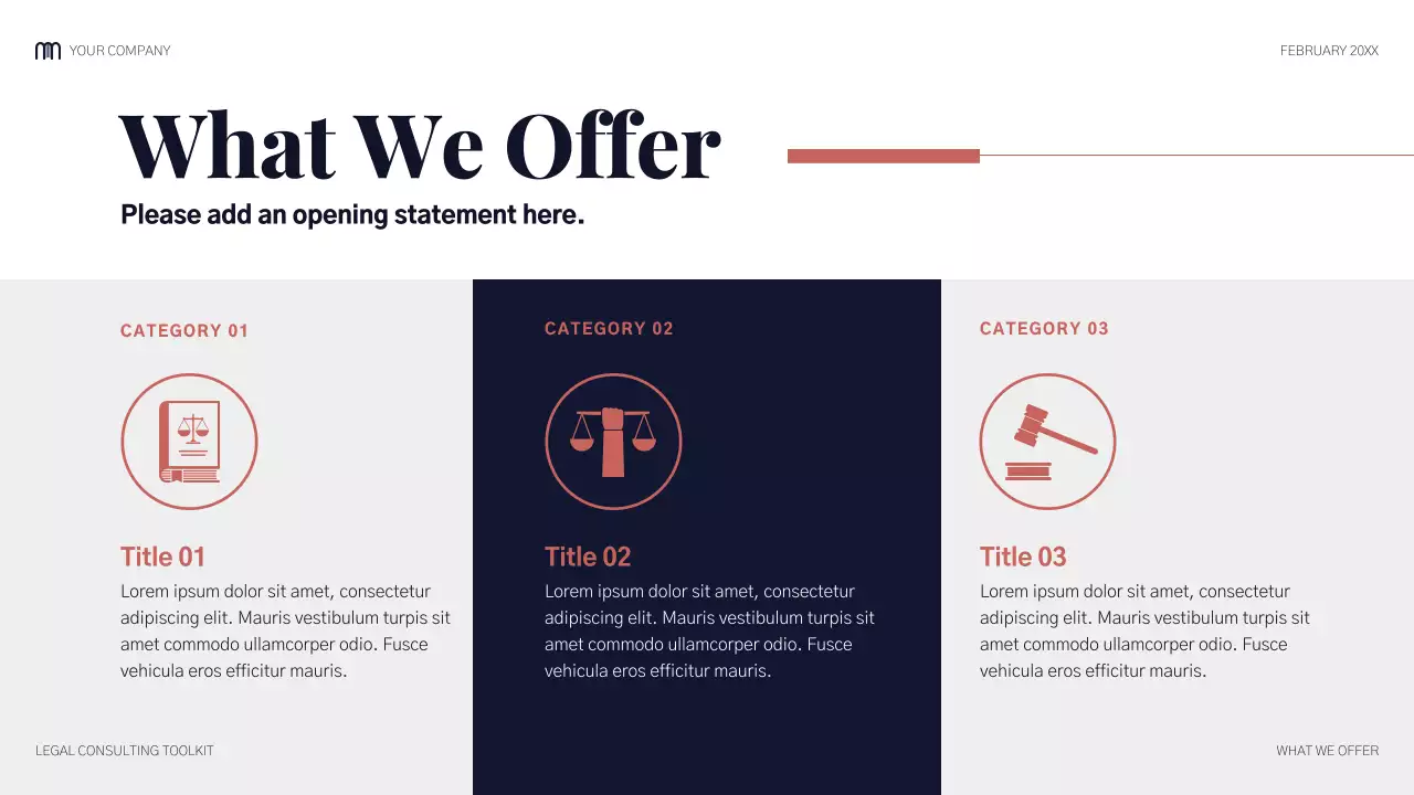 Navy and Salmon Modern Legal Consulting Presentation