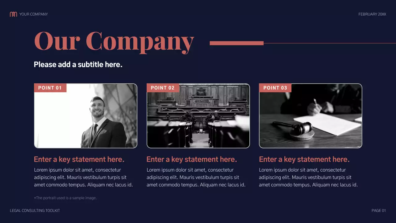 Navy and Salmon Modern Legal Consulting Presentation