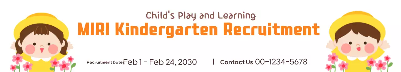 Promova o seu recrutamento para o jardim de infância amarelo e cor-de-rosa