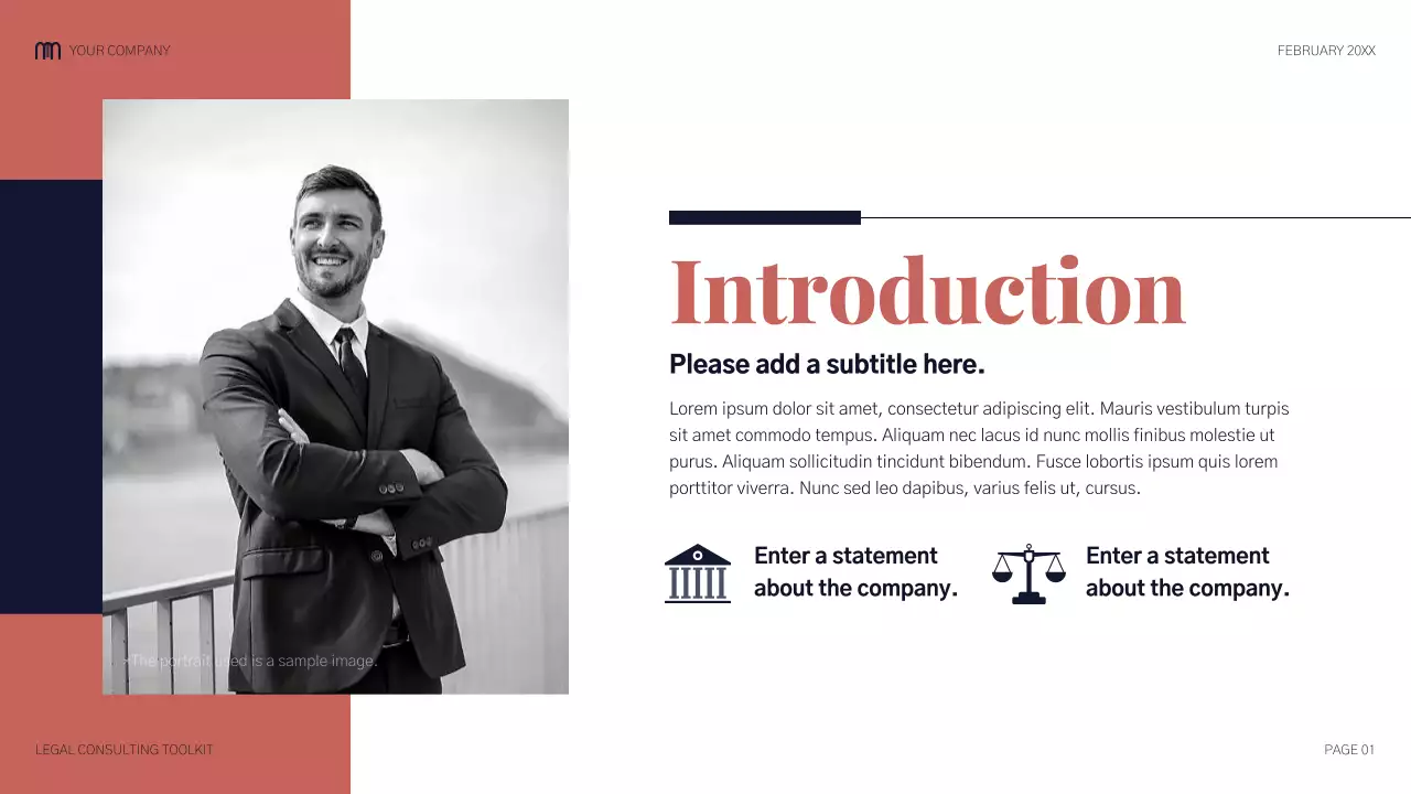 Navy and Salmon Modern Legal Consulting Presentation