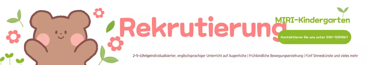 Rosa und Chartreuse zur Werbung für diese niedliche Vorschule
