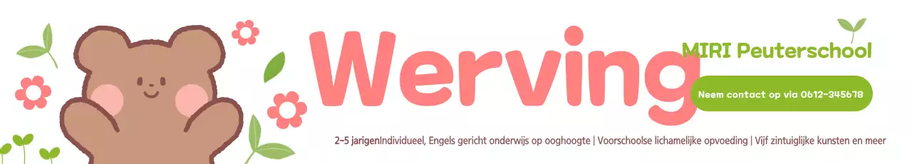 Roze en chartreuse om werving te promoten op deze schattige peuterschool