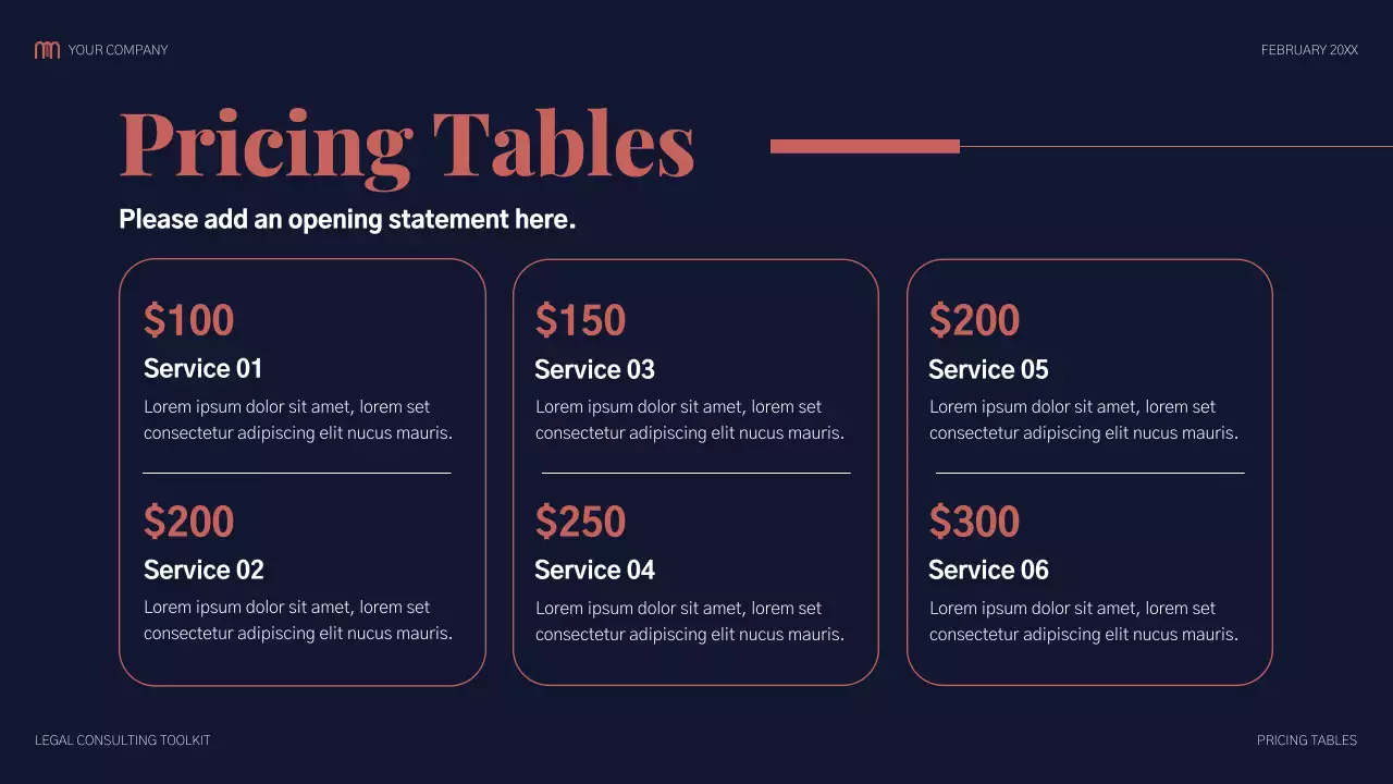 Navy and Salmon Modern Legal Consulting Presentation