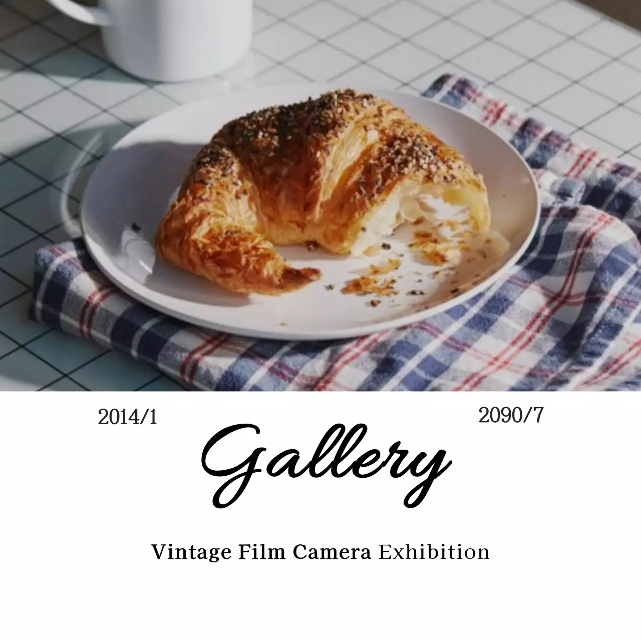 하늘색 빈티지 전시회 안내