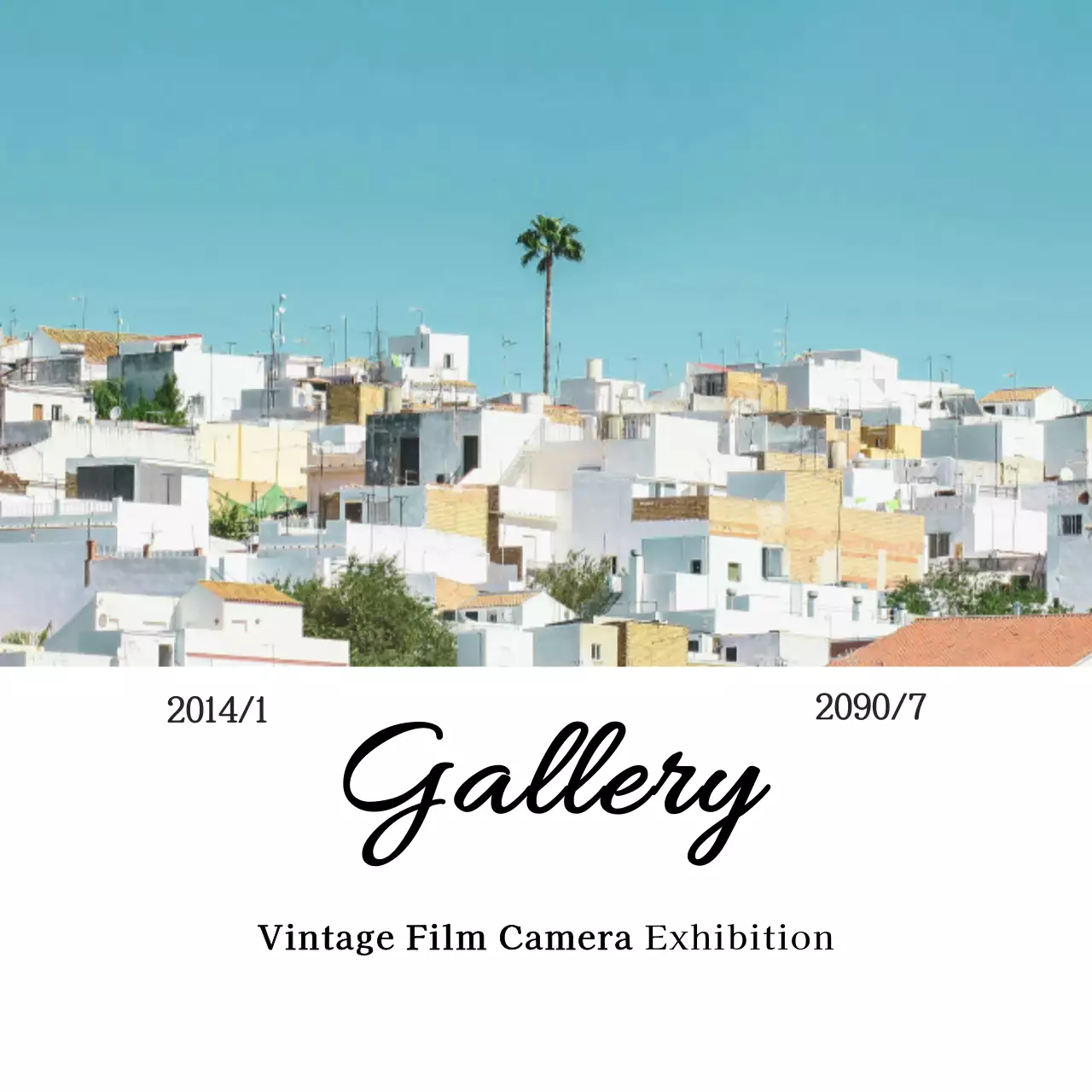 하늘색 빈티지 전시회 안내