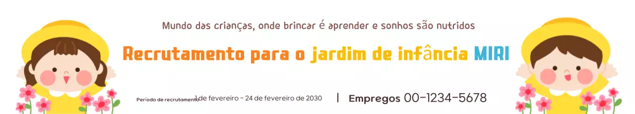 Promova o seu recrutamento para o jardim de infância amarelo e cor-de-rosa