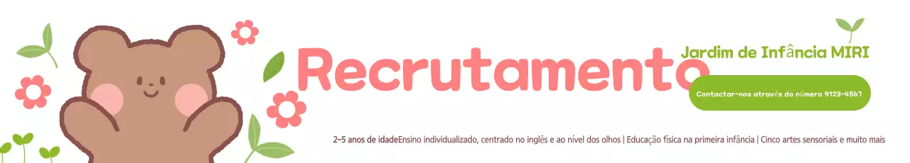 Rosa e chartreuse para promover o recrutamento nesta bonita escola pré-primária