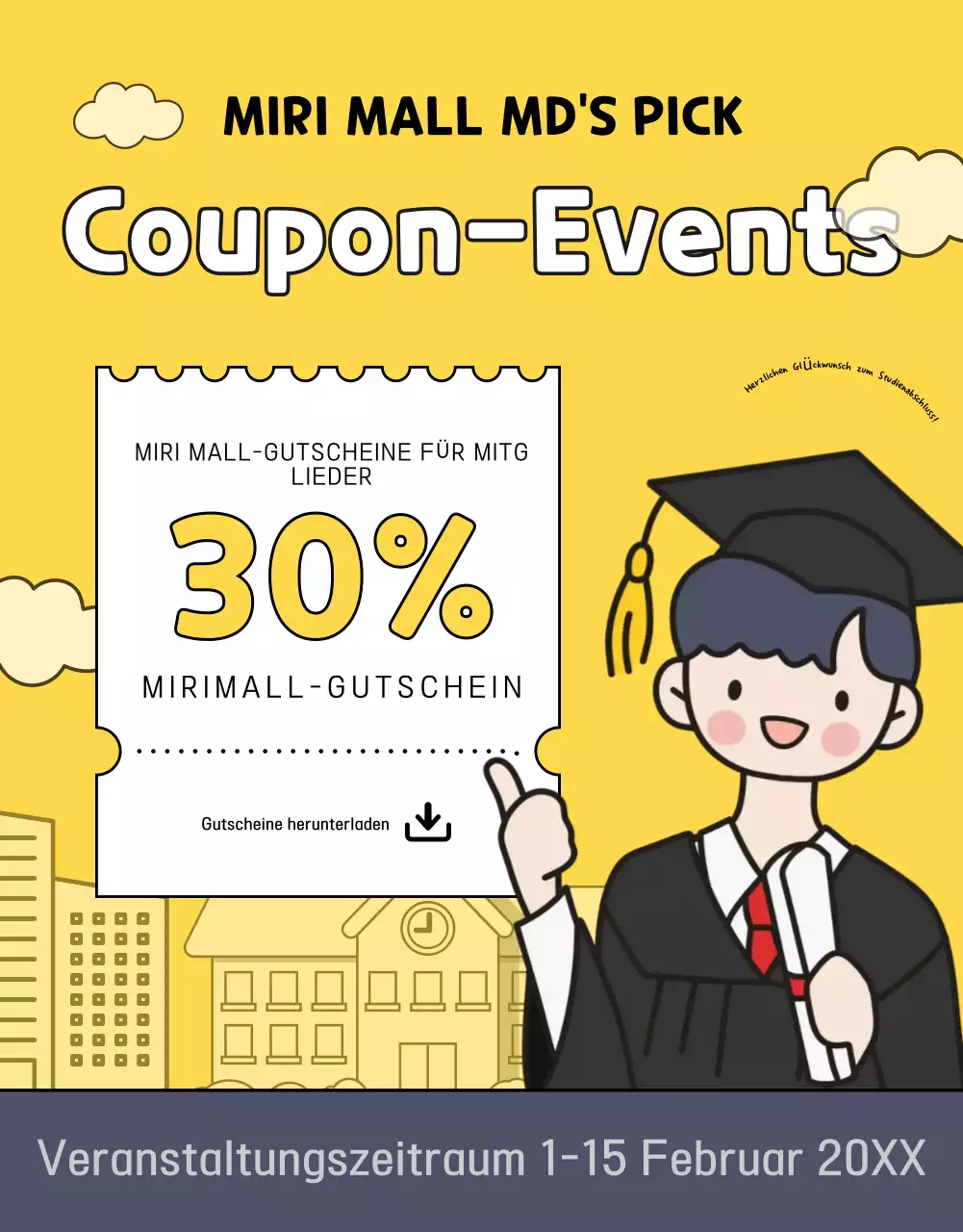 Gelb Niedlich Graduierung Ausstellung