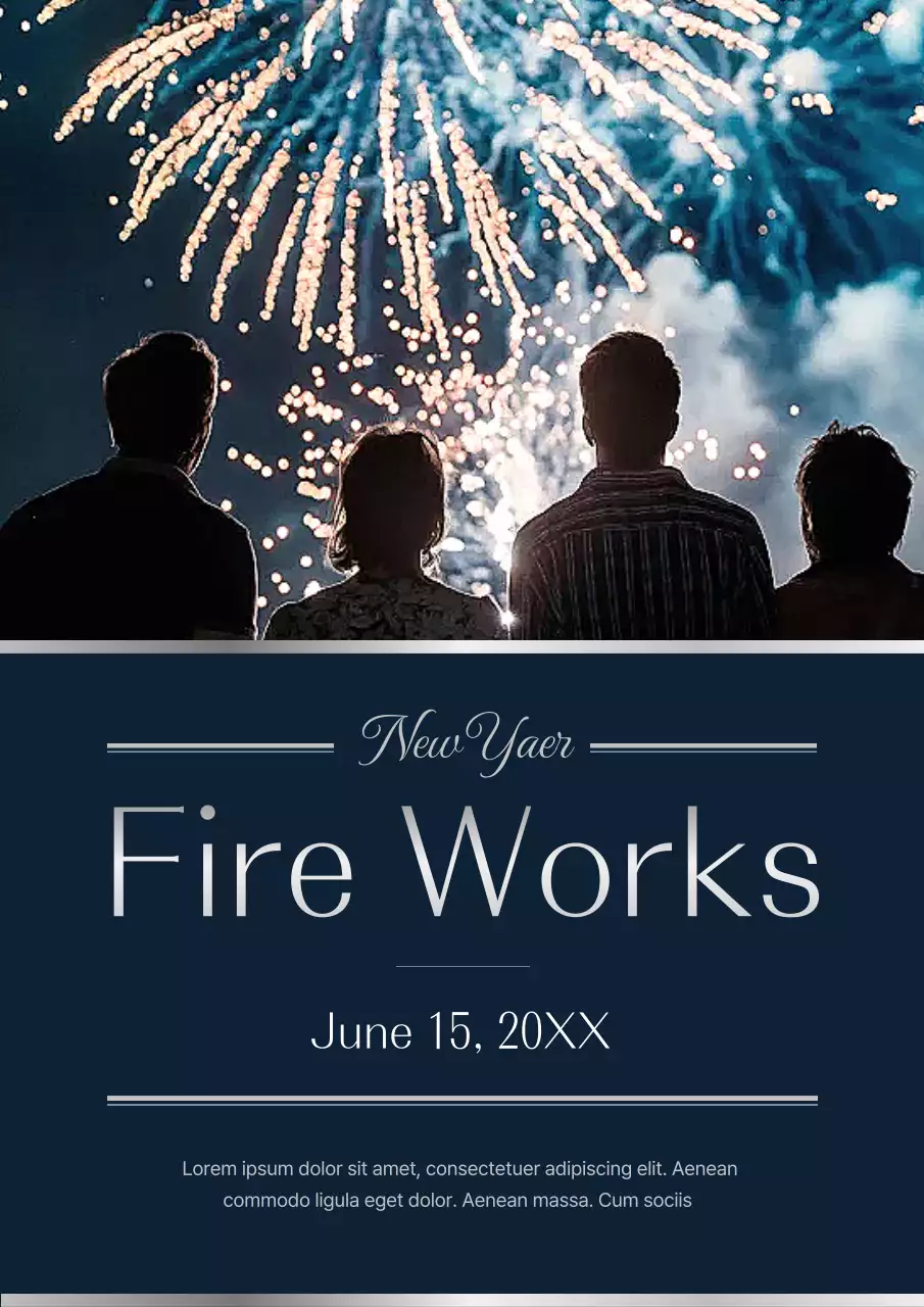 Navy Elegant Fireworks Event Poster