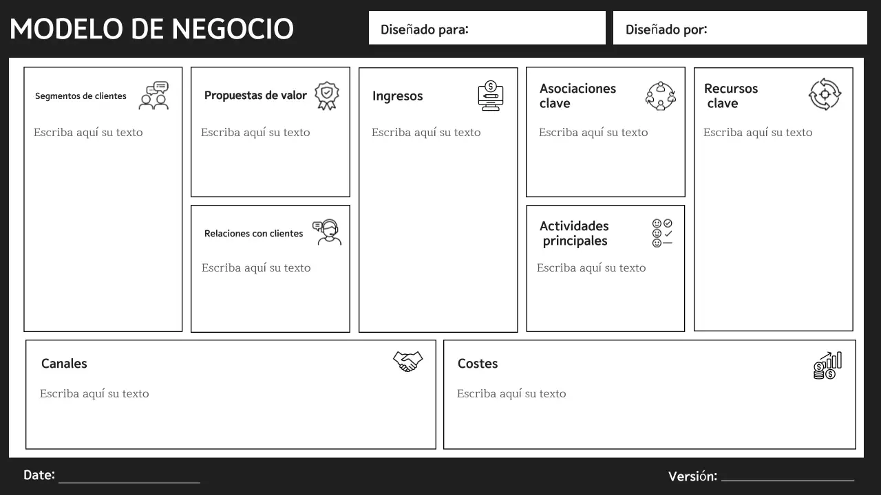 black minimal business model canvas