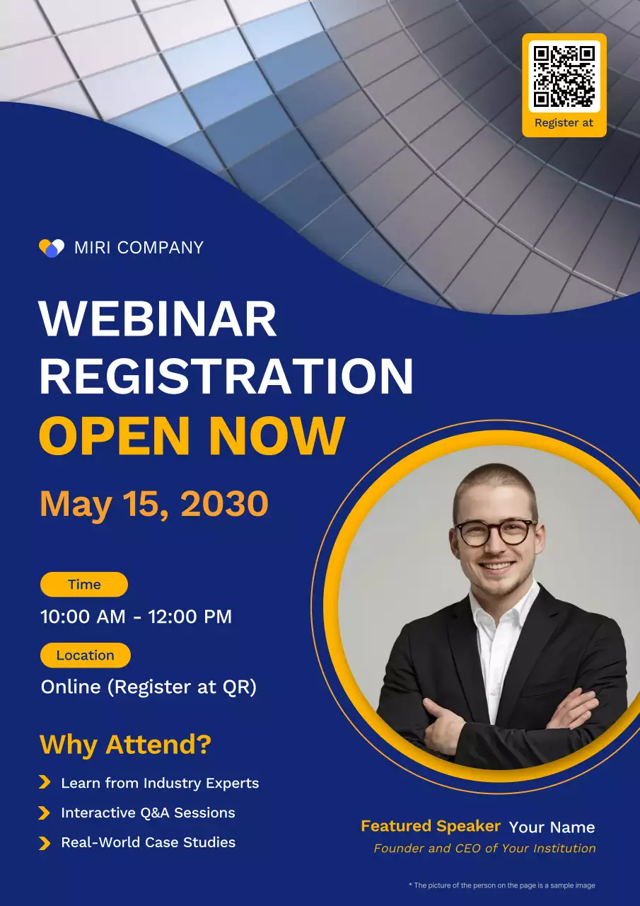 Blue Yellow Professional Leadership Webinar Registration Poster