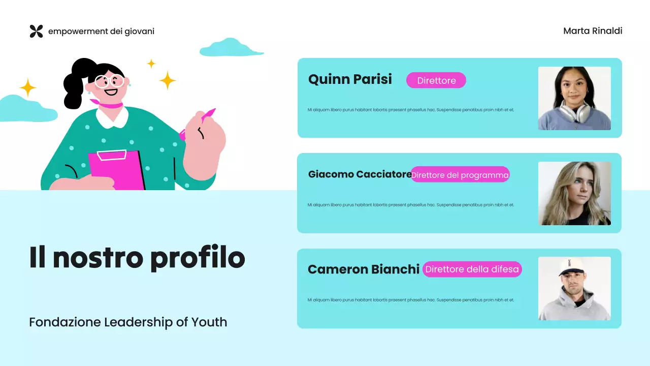 Presentazione dell'ONG per l'empowerment giovanile verde e viola