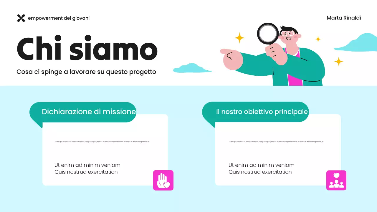 Presentazione dell'ONG per l'empowerment giovanile verde e viola