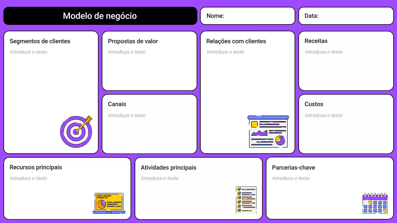 modelo de plano de negócios moderno roxo