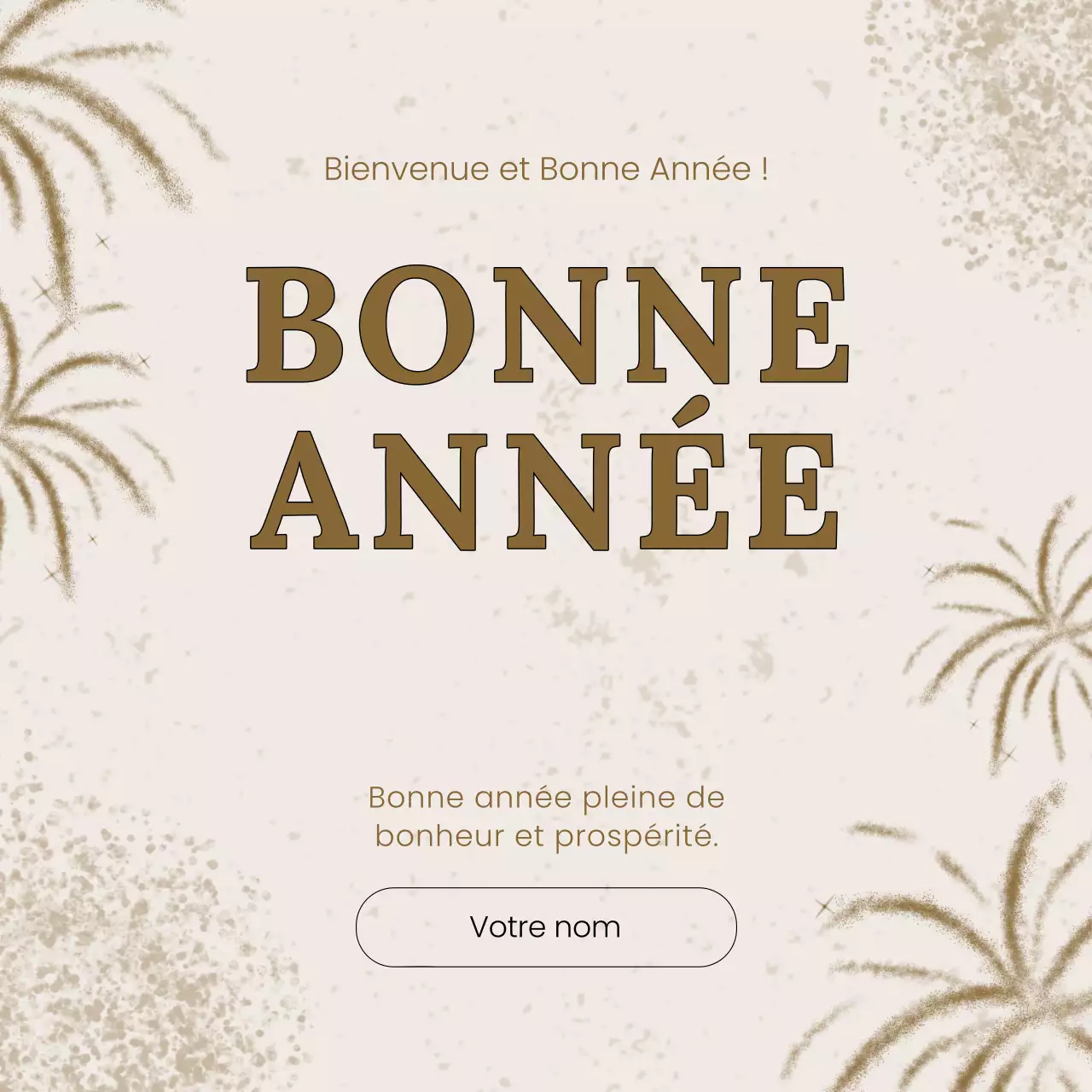 Beige Elegant New Year Greetings Card Instagram Post