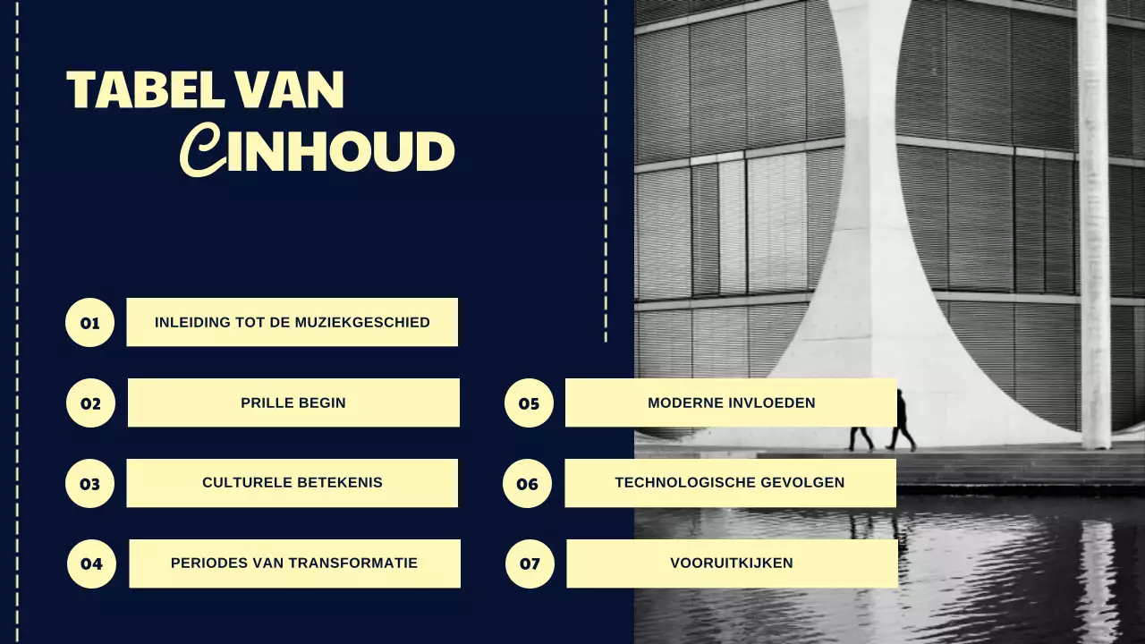 Navy Retro Muziekgeschiedenis Presentatie