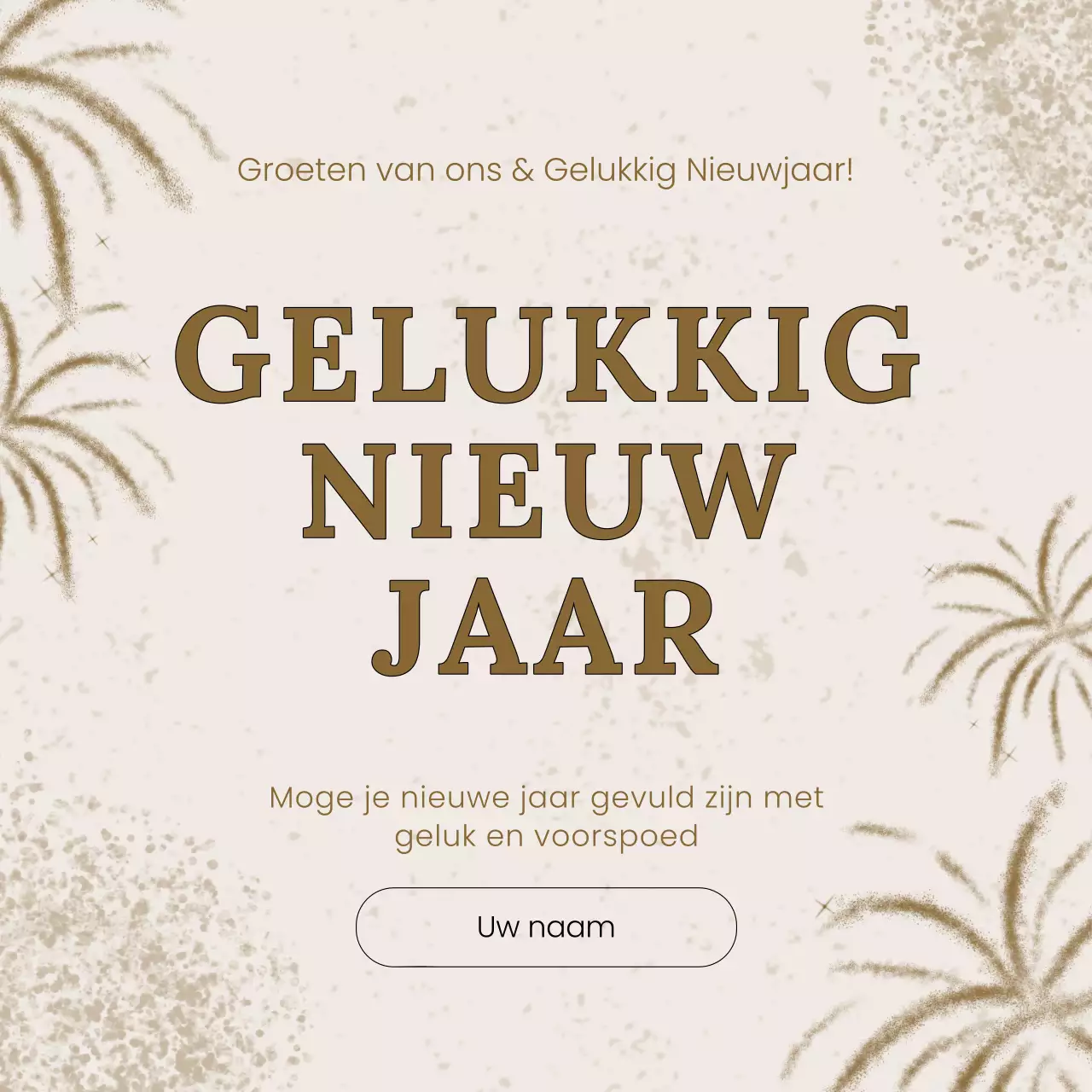 Beige Elegante Nieuwjaarskaart Instagram Post